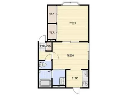 テイネハイツ(1LDK/1階)の間取り写真