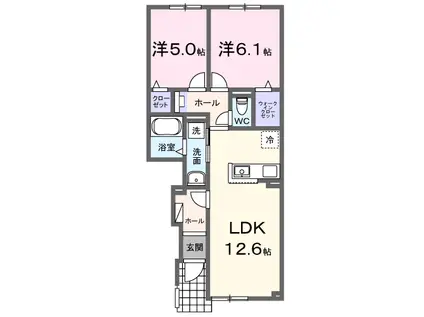 ルタンさくら新琴似(2LDK/1階)の間取り写真