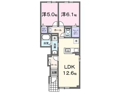 ルタンさくら新琴似(2LDK/1階)の間取り写真