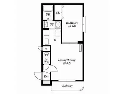 グランメール琴似3・3(1LDK/1階)の間取り写真