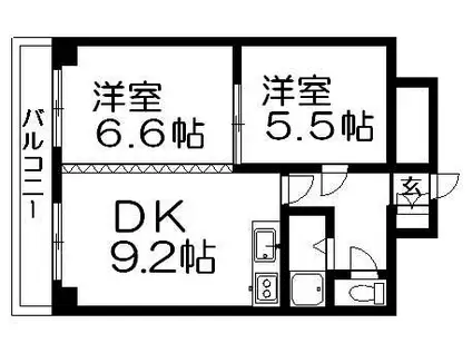 ティアラ手稲本町(2DK/1階)の間取り写真