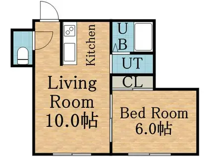 ヴィレッジ精進河公園(1DK/1階)の間取り写真