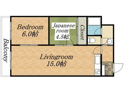 カーサアシュウ(2LDK/3階)の間取り写真