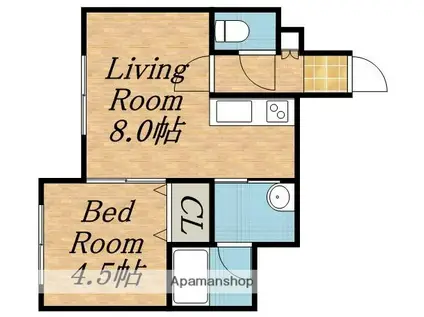 インペリアルヴィレッジ平岸(1LDK/2階)の間取り写真