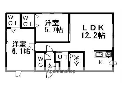 ラ・フェール・ナナ(2LDK/3階)の間取り写真