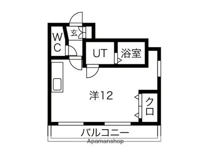 ヒルズ本通(ワンルーム/2階)の間取り写真