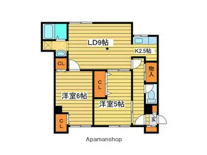 コーポ月寒(2LDK/2階)の間取り写真