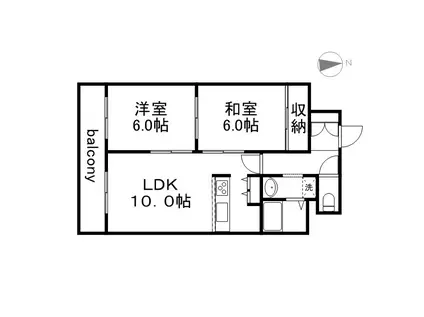 ビッグバーンズマンション北郷Ⅱ(2LDK/2階)の間取り写真