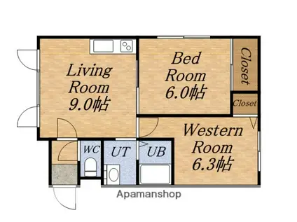ケーユーハイツ(2DK/1階)の間取り写真