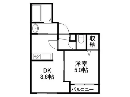 ヴィア・ラティア(1LDK/3階)の間取り写真