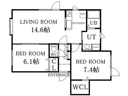 シレンハイム(2LDK/2階)の間取り写真