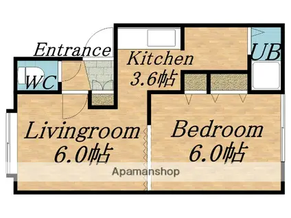ドリームハイツB棟(1DK/3階)の間取り写真