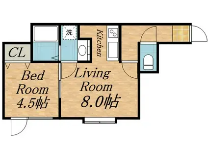 カーサ・フェリーチェ(1LDK/2階)の間取り写真