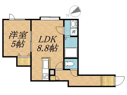 サリーヴィラ(1DK/2階)の間取り写真