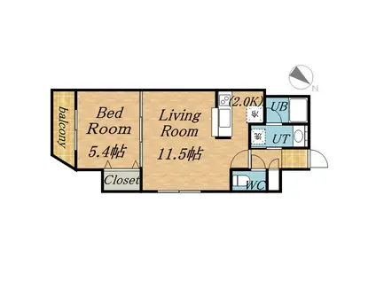 パークヒルズ白石(1LDK/7階)の間取り写真