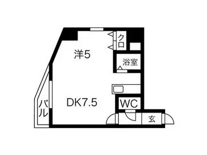 ミラバ澄川(1DK/9階)の間取り写真