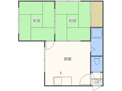 東札幌ハイツE(2DK/3階)の間取り写真