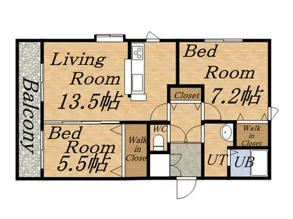 マーサ羊ヶ丘(2LDK/1階)の間取り写真