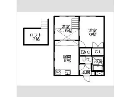 スカイブルーK(2DK/1階)の間取り写真
