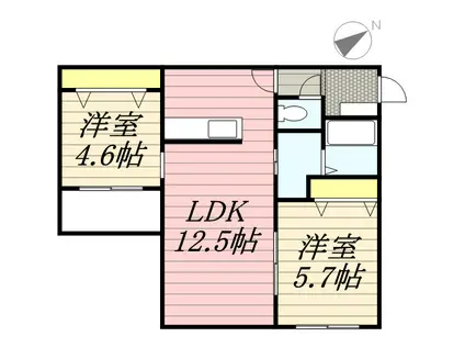 RISO LUCIA(2LDK/2階)の間取り写真