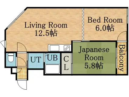 日興パレス東札幌(2LDK/10階)の間取り写真