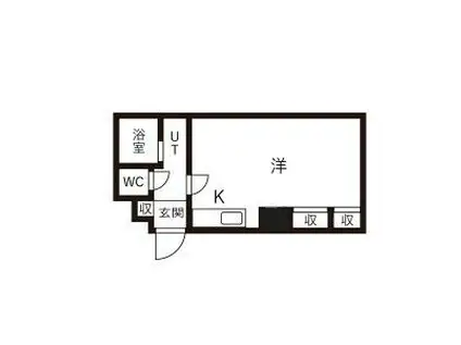 ヒュース南郷17B(1DK/2階)の間取り写真
