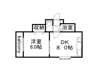 クリスタル(1DK/3階)の間取り写真