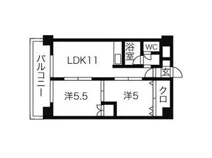 グランデース南郷(2DK/4階)の間取り写真