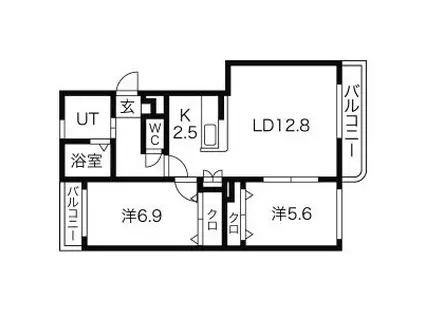 エムズB(2LDK/4階)の間取り写真