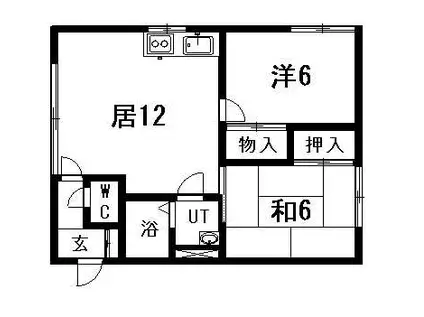 コーポたかはしB(2LDK/3階)の間取り写真