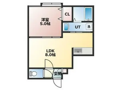 サンタバサ月寒参番館(1LDK/2階)の間取り写真