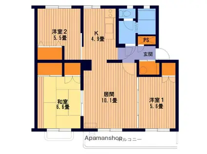 テレパレス北郷白石駅前2号棟(3LDK/4階)の間取り写真