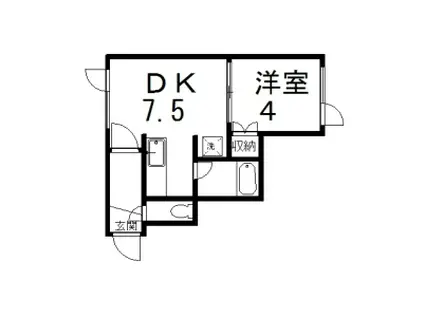 サンハウス(1DK/2階)の間取り写真