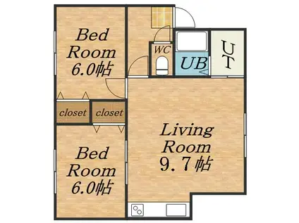 コーポ中西(2LDK/2階)の間取り写真