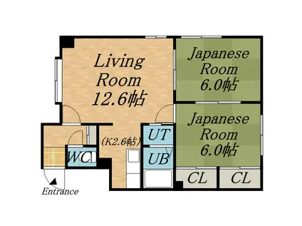 パスウェイD1(2LDK/1階)の間取り写真