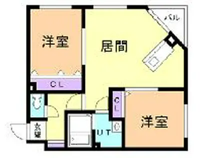 ハピネス福住(2LDK/2階)の間取り写真