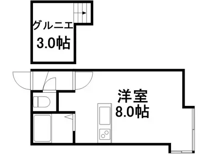 AMS中の島1-7A(1K/1階)の間取り写真