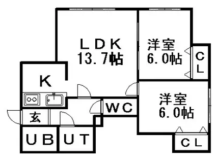 ポラリス(2LDK/2階)の間取り写真