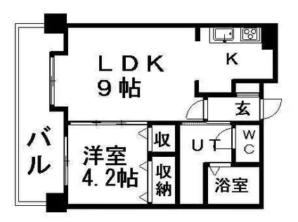 アクセス東札幌(1DK/10階)の間取り写真