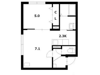 ヴレネージュ平岸ウエスト(1LDK/2階)の間取り写真