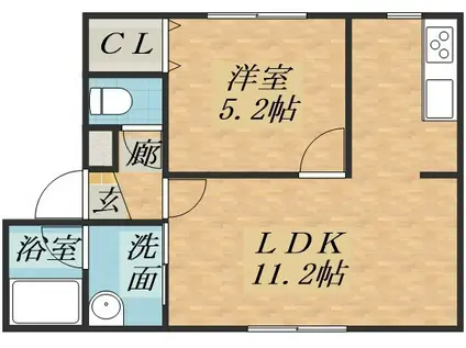 グローリーアンザイ(1LDK/3階)の間取り写真