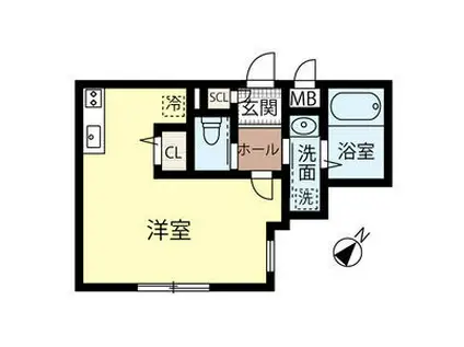 JEEKBLAU豊平(1K/1階)の間取り写真