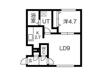 ラフィナート南平岸(1LDK/3階)の間取り写真