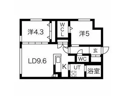 アルファスクエア学園前(2LDK/3階)の間取り写真