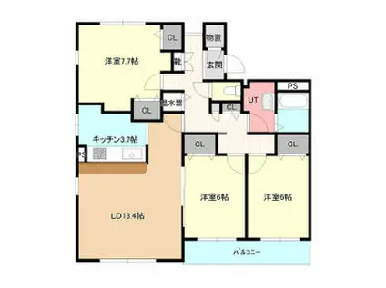 グレース福住(3LDK/2階)の間取り写真