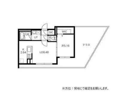 ウェルズ平岸(1LDK/1階)の間取り写真