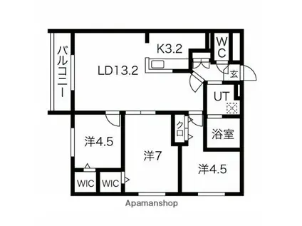 グランエリーナ南郷(3LDK/3階)の間取り写真