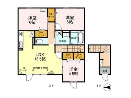 セザール川沿(3LDK/2階)の間取り写真