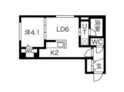 MINES福住(1LDK/1階)の間取り写真