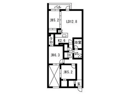 PRIME COURT LA FORET 平岸プライムコートラ(3LDK/2階)の間取り写真